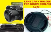 FRONT SNAP-ON LENS CAP DIRECTLY TO CAMERA NIKON COOLPIX L330 L 330 +HOLDER