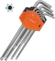 PK TOOL 9PCS LONG ARM TAMPER PROOF STAR TORX MADE IN TAIWAN T10-T50