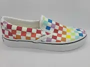 Vans Rainbow Checkerboard Unisex Slip On Skate Sneaker Mens Size 5.5/ W Size 7