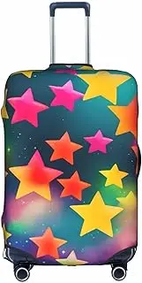 [Pvinnk] Colorful Rainbow Stars Print Protective Luggage Cover Elastic Washable Suitcase Protector Travel Gear Protector, White, Large