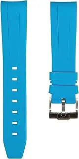 [Strapseeker] Curved End FKM Fluoro Rubber Watch Bands- Watch Strap Compatible for Omega Speedmaster, Moonwatch, Rolex Submariner, Seiko SKX- No Gap- 20mm