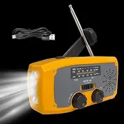 Solar Powered Radio - Solar Radio Portable Hand Charger | Hand Flashlight, Weather Radio for Charges Smartphone, Weather Updates
