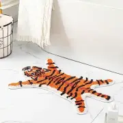 Tiger Cute Bath Mat for Bathroom Fun Tiger Cartoon Bath Rugs for Kids Orange