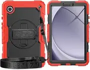 Compatible with Samsung Galaxy Tab A9 8.7Inch 2023 Model (SM-X110/SM-X115) Heavy Duty Shockproof TPU Case,Protective Cover W Screen Protector 380 Swivel Kickstand+Hand Strap+Shoulder Strap Tablet Case