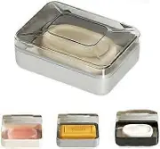 13.5x9.5x5.2cm Soap Box, Double Layer Soap Dish with Lid, Portable Travel Soap, Waterproof and Sealed Soap Holder for Home, Bathroom, Hiking, Travel