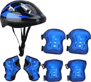 Kids Helmet and Pads Set, 7PCS/Set Anti-Fall Anti-Collision Helmet and Pads Kids, Adjustable Breathable Bike, Knee and Elbow for Roller Scooter Cycling Skating Bike