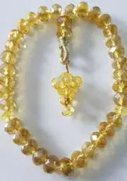 New Handmade Gold Yellow Crystal Tasbeeh / Tasbih Misbaha Rosary Worry 33 Beads