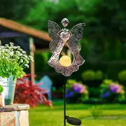 Solar Garden Stake Lights Metal Angel Solar Warm White LED Stake Light