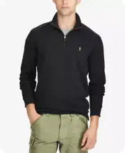 Polo Ralph Lauren Men's Estate-Rib Cotton Quarter-Zip Pullover, Black HTR, 2LT