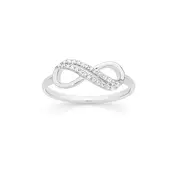 Silver Pave Cz Double Infinity Ring Size Q in Clear