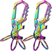 Heavy duty metal keychains, Fashion family Car key chains Carabiner clip bottle opener 3 Key Rings for men and women.