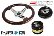NRG 330mm Brown Wood CH Spoke Steering Wheel 1.5" DP 130H Hub 2.0 BK Neo Release (for: Honda)