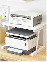 Multi Functional Double-Layer Storage Organizing Rack Office File Small Household Shelf Desktop Printer Storage Racks(White)