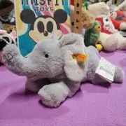Steiff Elna Elephant Soft Cuddly Friends Plush Stuffed Toy Laying Down Germany