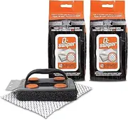 Q-Swiper BBQ Grill Cleaner Set – Bristle-Free Grill Brush with Scraper & 80 Moist Grill Wipes | Wire-Free - Safe for Outdoor Grill Grates | Cleans Grease & Grime | Grill Accessories for Weber Gas BBQ