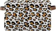 RPLIFE Leopard Print Closet Storage Bins with Handle, Collapsible Nursery Room Organizer Storage, Set of 2