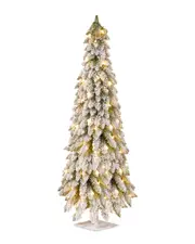 National Tree Company 60in Snowy Downswept Forstree with Metal Plate & 200 Clear Lights