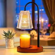 Candle Warmer Lamp with Timer: Electric Candles Wax Warmers Glass Lamps for Jar Candles Burner Adjustable Height and Dimmable Light Modern No Flame Scented Candle Warming Lantern (Black)