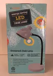 V-LIGHT LED Energy Saving Desk Lamp with Adjustable Gooseneck Arm, Gray *NIB*
