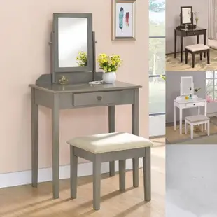 【TaKaYa】歐風古典化妝桌椅組/梳妝台/書桌椅組(白/棕/灰)
