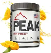 Peak Post Workout - BCAA 2:1:1 - Creatine - Glutamine - Muscle Recovery and Strength Building Supplement - 30 Servings - Tropical Mango