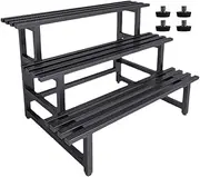 Metal Plant Stand Flower Pot Holder Stable Black 3 Tier Planter Display Shelf Flowerpot Organizer Rack for Indoor Outdoor, 120cmx62cmx53cm