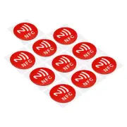 10Pcs NFC Stickers NFC213 Tag Sticker 144 Bytes Blank Round NFC Tags Red