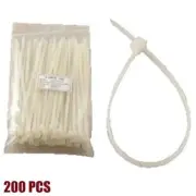 200x 8" Nylon Cable Zip Ties Self Locking Wire Management Cord Organizer Clear