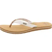 Reef Womens White Logo Faux Leather Flip-Flops Shoes 10 Medium (B,M) BHFO 6697