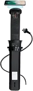 ZESHAN pop up Power Outlet with Wireless Charger, 3 AU Plugs and 2 USB and 1 Type C Fast Charging Station for Conference Table,Black