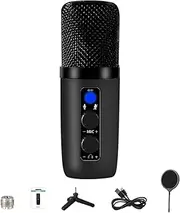USB Microphone Condenser 192Khz/24Bit Recording Microphone with Stand and Rings Light for Mobilephone Computers Gaming Video Streaming Po Ting Multicolor Set 1