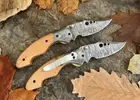 Damascus Steel Folding Pocket Knife with Belt Clip - Christmas Gift Knife -