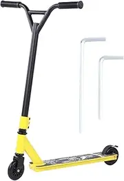 Yellow Portable Professional Stunt Scooter for Adults, 2 PU Wheels, Lightweight Aluminum Alloy Frame, High Elastic Wheels for Stable Sliding