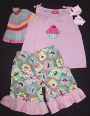 Girl 6: NWT ~GIRLS PINK~ CUPCAKE-APPLIQUED SWING TOP & MATCHING BLOOMERS SET