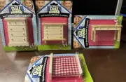 Greenbrier Dollhouse Furniture 4 Pc: Bed Dresser Chest Long table Ready to Paint