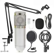 TALOS Electronic BM-800 Professional Capacitive Microphone Vocal Recording Wired Mic for Computer white One Size