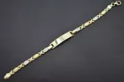 REAL 10K Yellow Gold 7" Textured Hugs and Kisses Bracelet + Engraving 3.3gr
