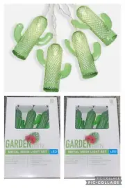 2 Box Lot - Cactus Metal Mesh Indoor Lights by Garden Party Batt Incl - NIB