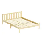 Bed Frame Wooden Double Size Bed Base Pine Timber Mattress Foundation Oak