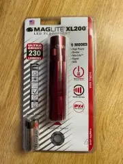 Maglite XL200 5-Mode LED Flashlight Adjustable Torch Mag RED 230 Lumens
