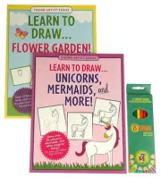 Learn to Draw Flower Garden Unicorns Mermaids Colored Pencils Birds Dragon Bees