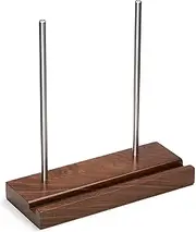 Tabletop Record Display – Now Playing Vinyl Record Stand – Modern & Attractive - Sculpted Hardwood & Stainless Steel - Holds Thick 2X Gatefold LP's Securely - Walnut