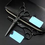 Hair Cutting Scissors, 6 Inch Professional Japan 440c Black Gem Hair Scissors Set Cutting Barber Makas Haircut Thinning Shears Hairdressing Scissors