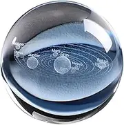 System Crystal Ball Engraved Glass Sphere with Clear Planet Design for Home Living Room and Office Decor Elegant Educational Ornament for Astronomy Lovers
