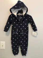 Carters One Piece Jumpsuit Blue w/White dots & Mice Pockets Sz 9 months NWT