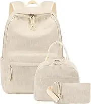 [Bluboon] Teens Backpack Set Canvas Girls School Bags, Bookbags 3 in 1