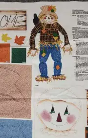 Vtg Springs Fabric Panel Cut & Sew Stuff Patches the Scarecrow Fall Halloween