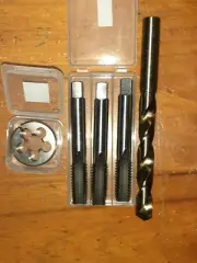 UNC 1/2" x 13 RH HSS HAND TAP SET+OD 1" HSS split screw Die button+Tapping drill