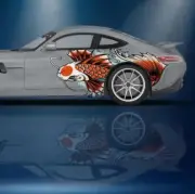 Koi Flower Design; JDM Decals For Cars; Universal Fit Both Sides; Koi Sakura