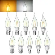 E27 E14 E12 B22 B15 2W Non-Dimmable Sliver Edison Pull Tail Incandescent Candle Light Bulb 110V E14 Pure White